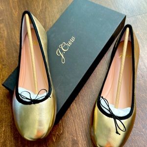 JCREW gold ballet flats. new in box!